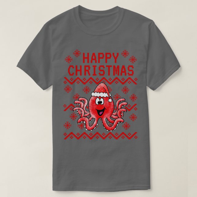 Camiseta Amante de os animais de Natal Feio de Octopus (Frente do Design)