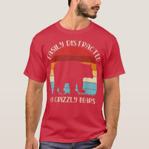 Camiseta Amante de os animais De Urso Grizzly Facilmente Di