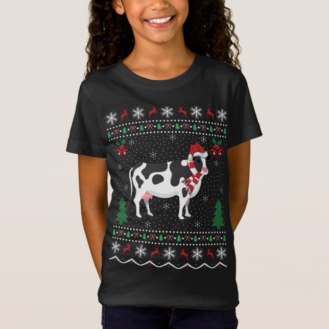 Camiseta Amante de os animais De Vaca Engraçado Xmas Dando  (Frente)