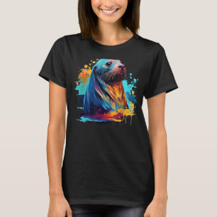 Camiseta Amante de os animais do Leão do Mar de Arte Colori