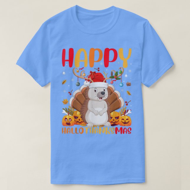 Camiseta Amante de os animais Engraçado Feliz Hedgehog Olá (Frente do Design)