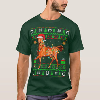 Camiseta Amante de os animais Engraçado Horso Xmas Luzes Fe