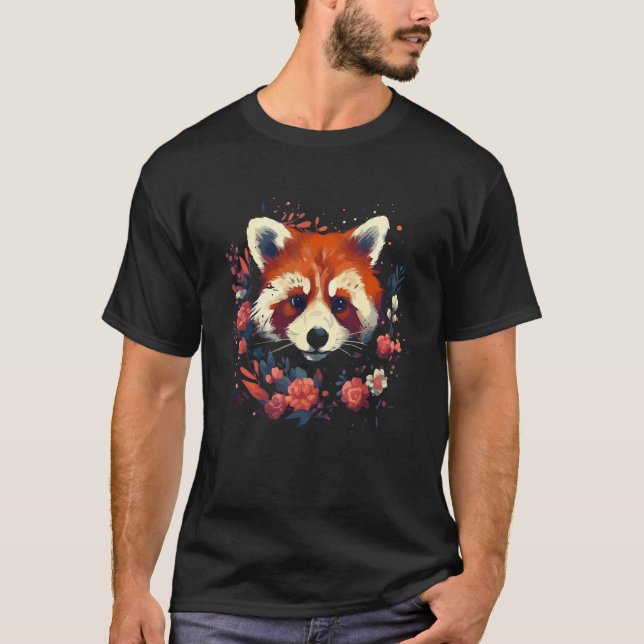 Camiseta Amante de os animais Gráfico de Flores de Panda Ve (Frente)
