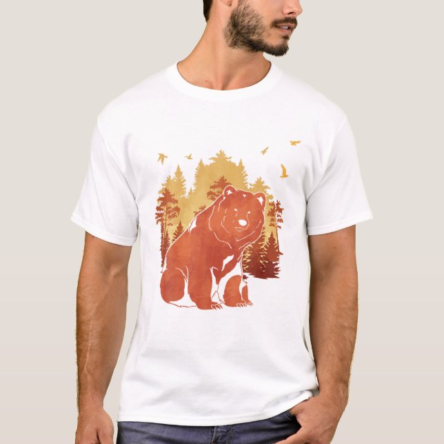Camiseta Amante de os animais Natural das Árvores Florestai (Frente)