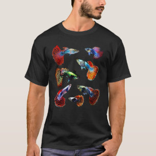 Camiseta Amante de Peixe Guppy Mosaico Chique Para Sempre