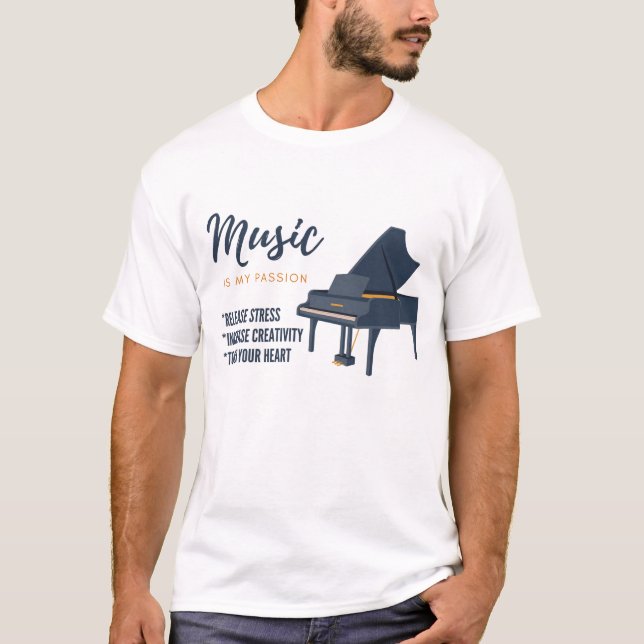 Camiseta Amante de piano, musical, instrumento (Frente)