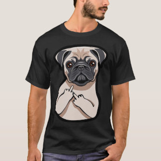 Camiseta Amante de Pug Dedo do Meio Gráfico Engraçado 