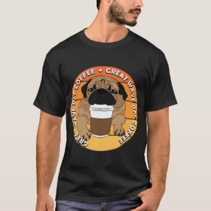 Camiseta Amante de pug - grande onda de café pôr do sol ret