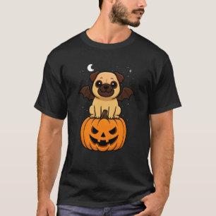 Camiseta Amante de Pug Morcego Fantasia Abóbora Dia das Bru