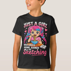 Camiseta Amante de Ramen Apenas Uma Garota Que Ama Anime e 