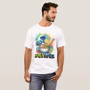 Camiseta Amante de Ramen Onda Japonesa Tigela de Macarrão A