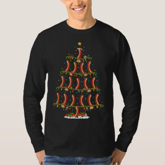 Camiseta Amante de Salsicha Iluminação de Natal Santa Salsi
