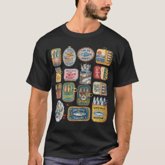 Camiseta Amante de Sardinhas Engraçadas Coleção de Latas de