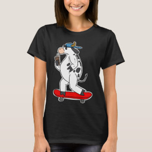 Camiseta Amante de skate de vaca engraçada adorável skatist