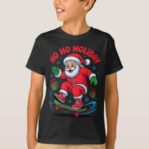 Camiseta Amante de Skate Santa Esquiador Natal Divertido X