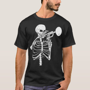 Camiseta Amante de Trompete para Sempre - Esqueleto Tocando