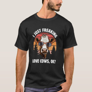 Camiseta Amante de Vaca Engraçado Eu Amo Vacas OK