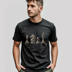 Camiseta Amante de Xadrez Vintage Moderno Peças de Xadrez
