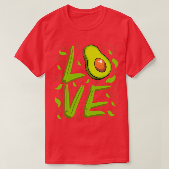 Camiseta amante do abacate que escreve design guacamole ama (Frente do Design)