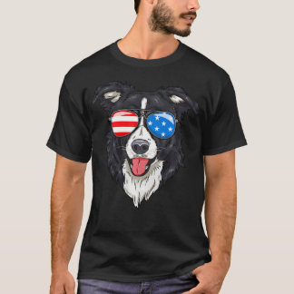 Camiseta Amante do Border Collie Patriótico Cachorro 4 De J