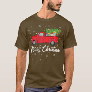 Camiseta Amante do Caminhão Vermelho Luzes de Natal Árvore