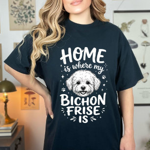 Camiseta Amante do Cão Bichon Frise Dono Fofo Humor Engraça
