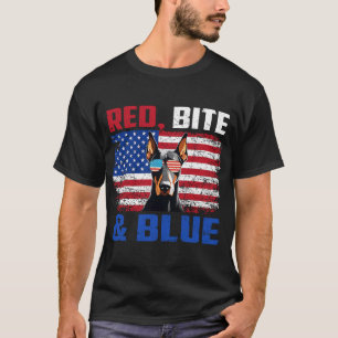 Camiseta Amante do Cão Dobermann Vermelho Mordedor e Preto