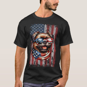 Camiseta Amante do Cão Griffon de Bruxelas Bandeira dos EUA