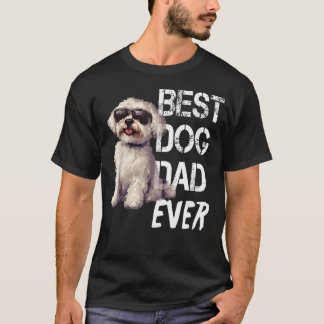 Camiseta Amante do Cão Maltês Vintage Melhor Pai Maltês