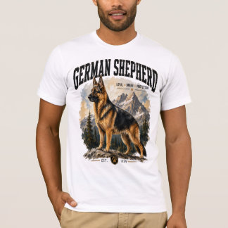 Camiseta Amante do Cão Pastor Alemão Montanha Selvagem Vint
