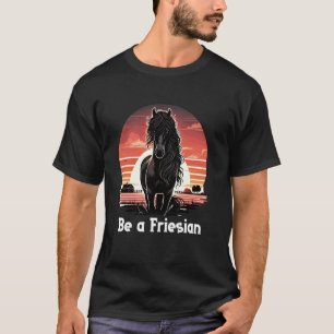 Camiseta Amante do Cavalo Frísio Majestoso Cavalgando Caval