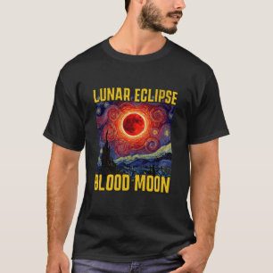 Camiseta Amante do Eclipse Lunar Lua Celestial Olhando Estr