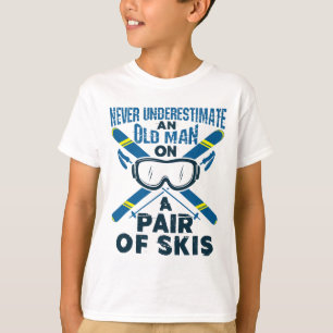 Camiseta Amante do Esqui Esportes de Inverno Homem Idoso Es
