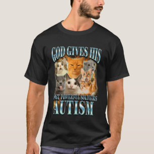 Camiseta Amante do Gato Autista Deus Dá Seus Soldados Mais