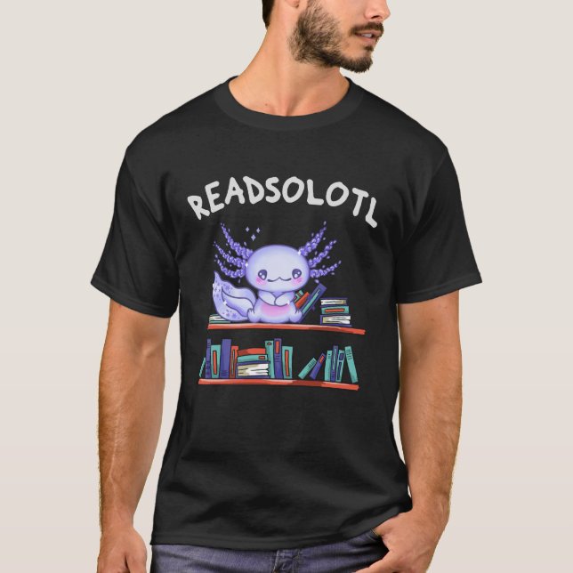Camiseta Amante do Livro Readsolott Funny Axolotl (Frente)