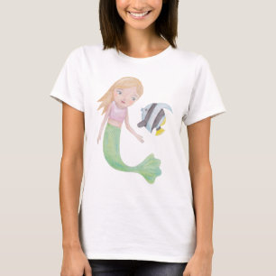 Camiseta Amante do oceano da arte dos peixes da menina da