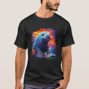 Camiseta Amante do Peixe-Boi Fofo Colorido Oceanólogo Dugon