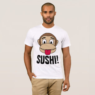 Camiseta AMANTE do SUSHI, t-shirt do MACACO, engraçados