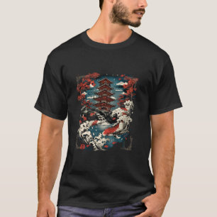 Camiseta Amante do Templo da Pagode do Lago Japonês Koi Car