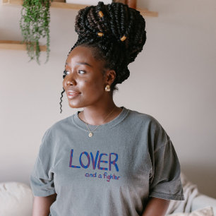 Camiseta Amante e lutador em azul e rosa