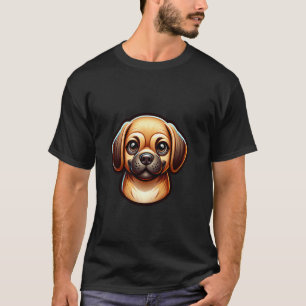 Camiseta Amante Feliz de Cães Puggle Face de Cachorrinho Fo