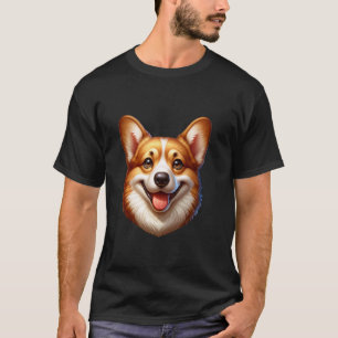 Camiseta Amante Feliz do Cão Corgi Rosto de Cachorrinho Fof