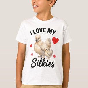 Camiseta Amante Orgulhoso de Galinha Sedosa, Eu Amo Minhas