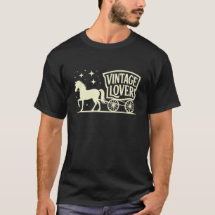Camiseta Amante Vintage - Gráfico Retro de Carruagem Puxada
