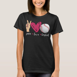 Camiseta Amantes da Peace Love e Baseball Funny Baseball Te