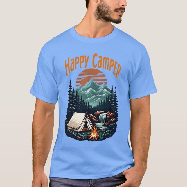 Camiseta Amantes de acampamento Feliz Camper (Frente)