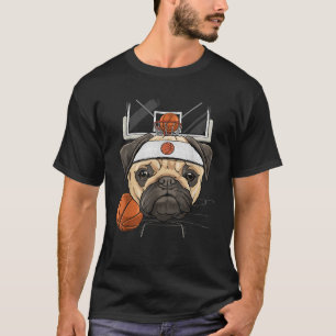 Camiseta Amantes de Basquete Pug Jogador de Basquete para M
