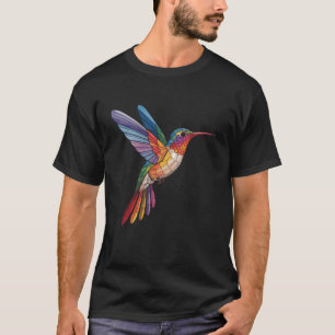 Camiseta Amantes de Beija-flor Vidro Colorido para Homens