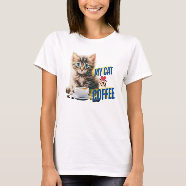 Camiseta Amantes de café e gatos (Frente)