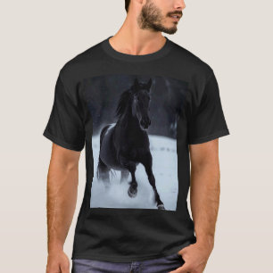 Camiseta Amantes de Cavalos Gráfico Cavalo Preto Correndo n